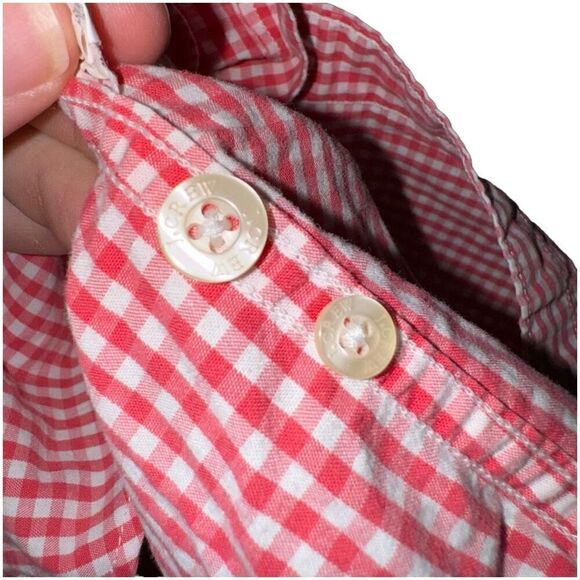 J Crew Orange Gingham S/S Button Down Shirt Size M - Picture 4 of 6